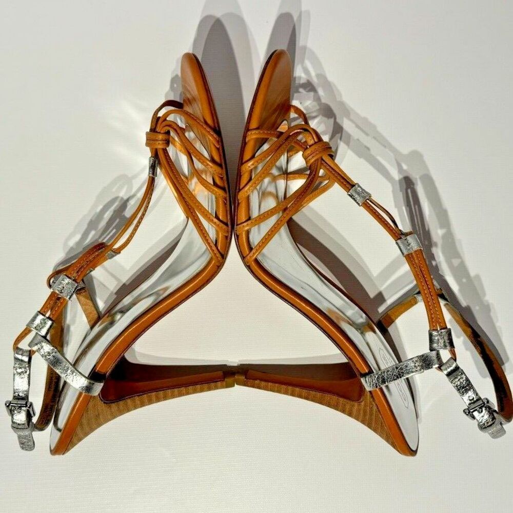 NWOB $170 Coach Lana Heels Brown Silver Leather Strappy Elegant Women’s Size 8.5 - Picture 12 of 12